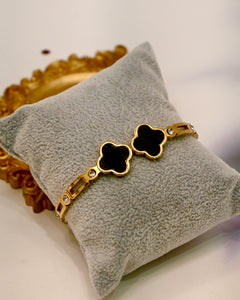 Black trendy four leaf clover bangle